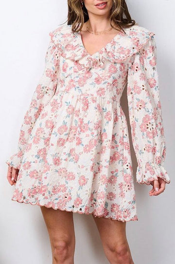 Long Sleeve Ruffled Floral Dress