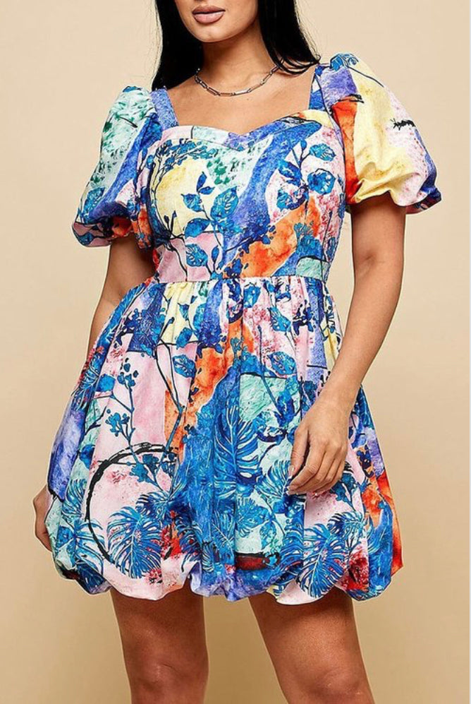 Puff Sleeve Smock Dress