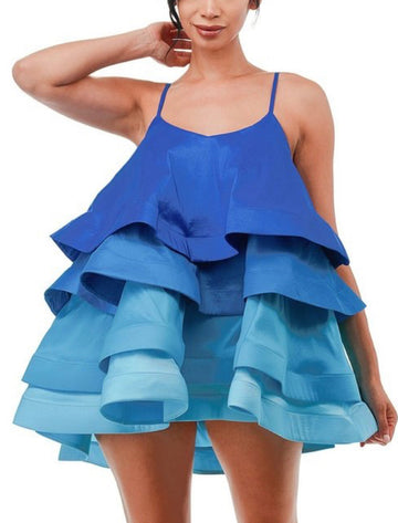 Spaghetti Straps Tiered Flare Mini Dress